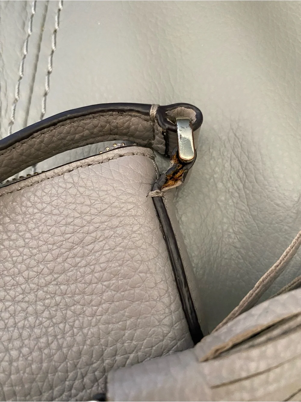 kate spade Light Gray Pebbled Leather Crossbody with Tassel